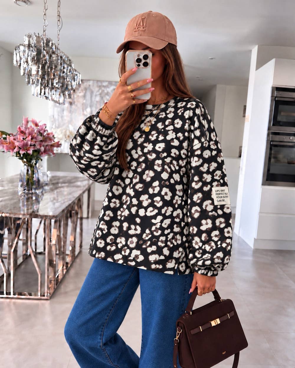 Oversized leopard sweat i blankt stof fås i flere farver Apparel & Accessories ISSYMA Sort