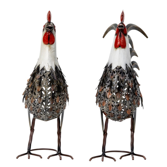 Metal Hane & Høne Stående - 2 stk. H44cm Bitten CpH