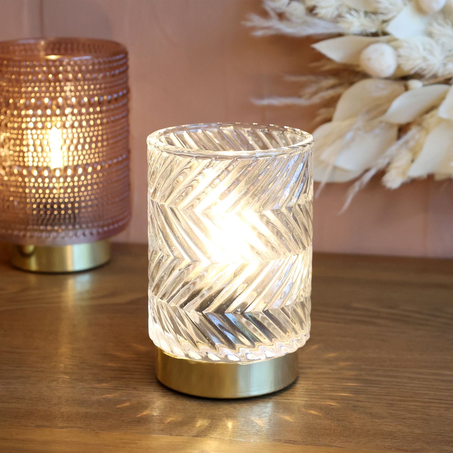 LED Lampe med Mønster Klar Glas H13/Ø8,5 cm - Chic Antique Chic Antique