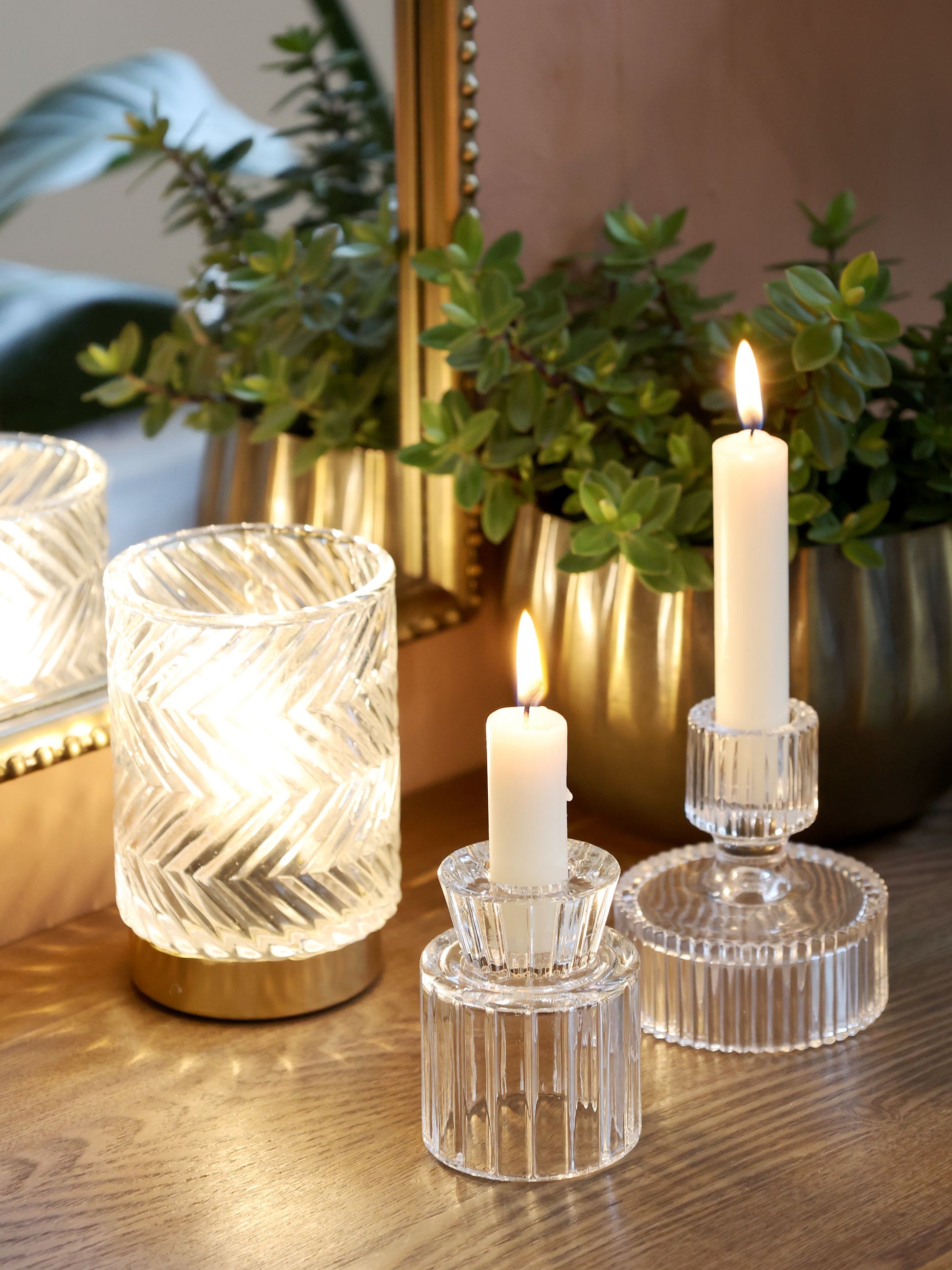 LED Lampe med Mønster Klar Glas H13/Ø8,5 cm - Chic Antique Chic Antique