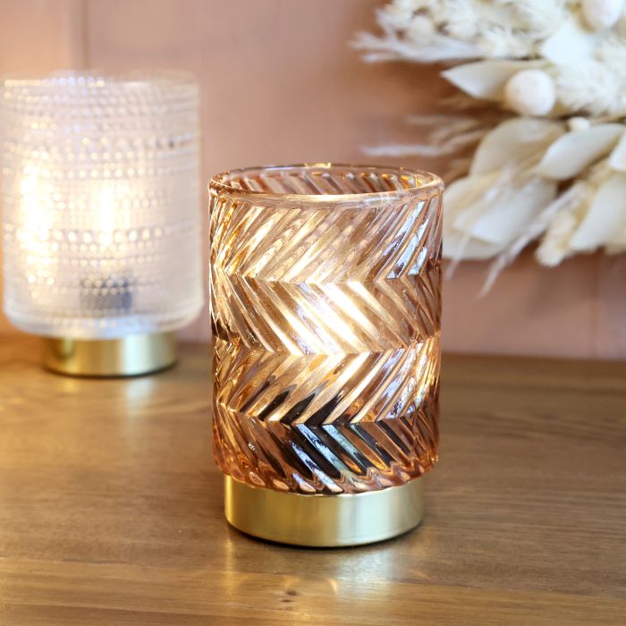 LED Lampe med Mønster Mocca Glas H13/Ø8,5 cm - Chic Antique Chic Antique