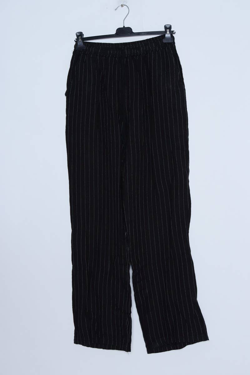 Bukser i 100% Hør Sort Stribet - One Size 38-42 | LÉA & LUC LÉA & LUC
