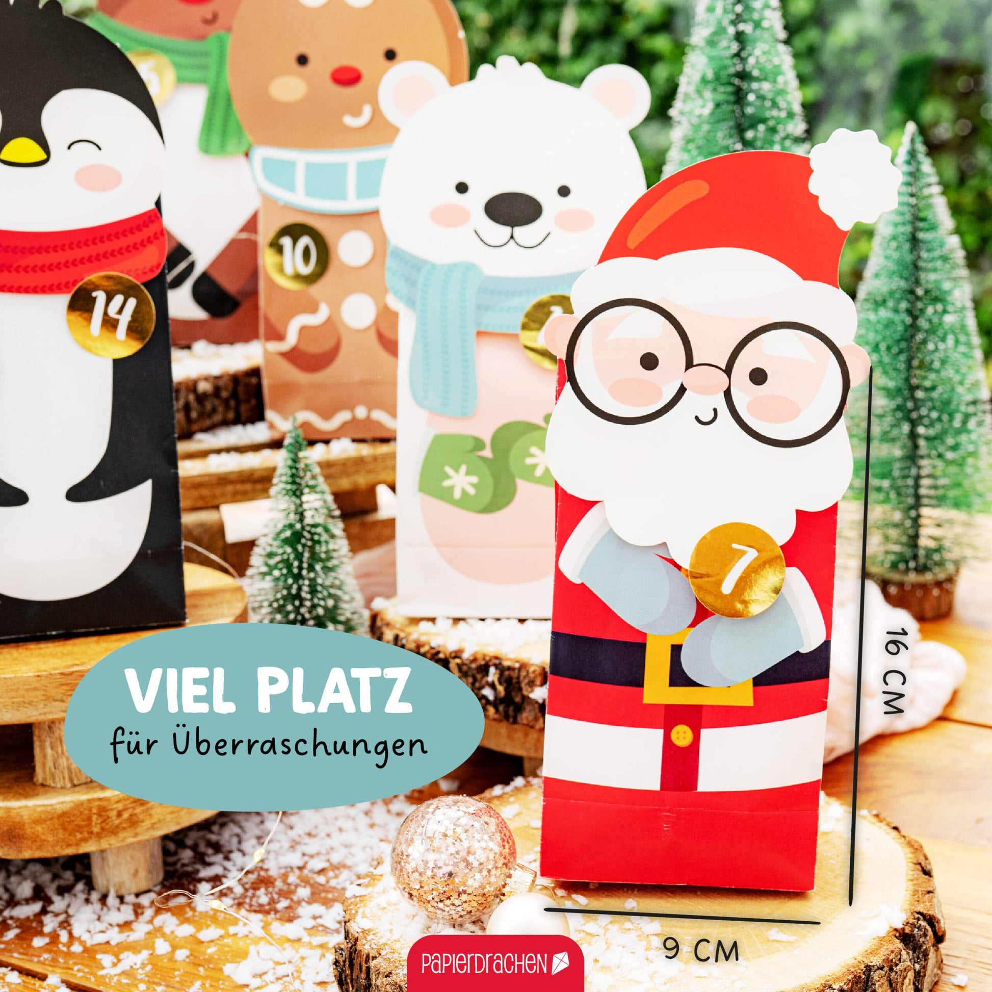 Gør-det-selv adventskalender – Julehjælpere – 24 poser med udstansede motiver | Papierdrachen Julepynt Papierdrachen