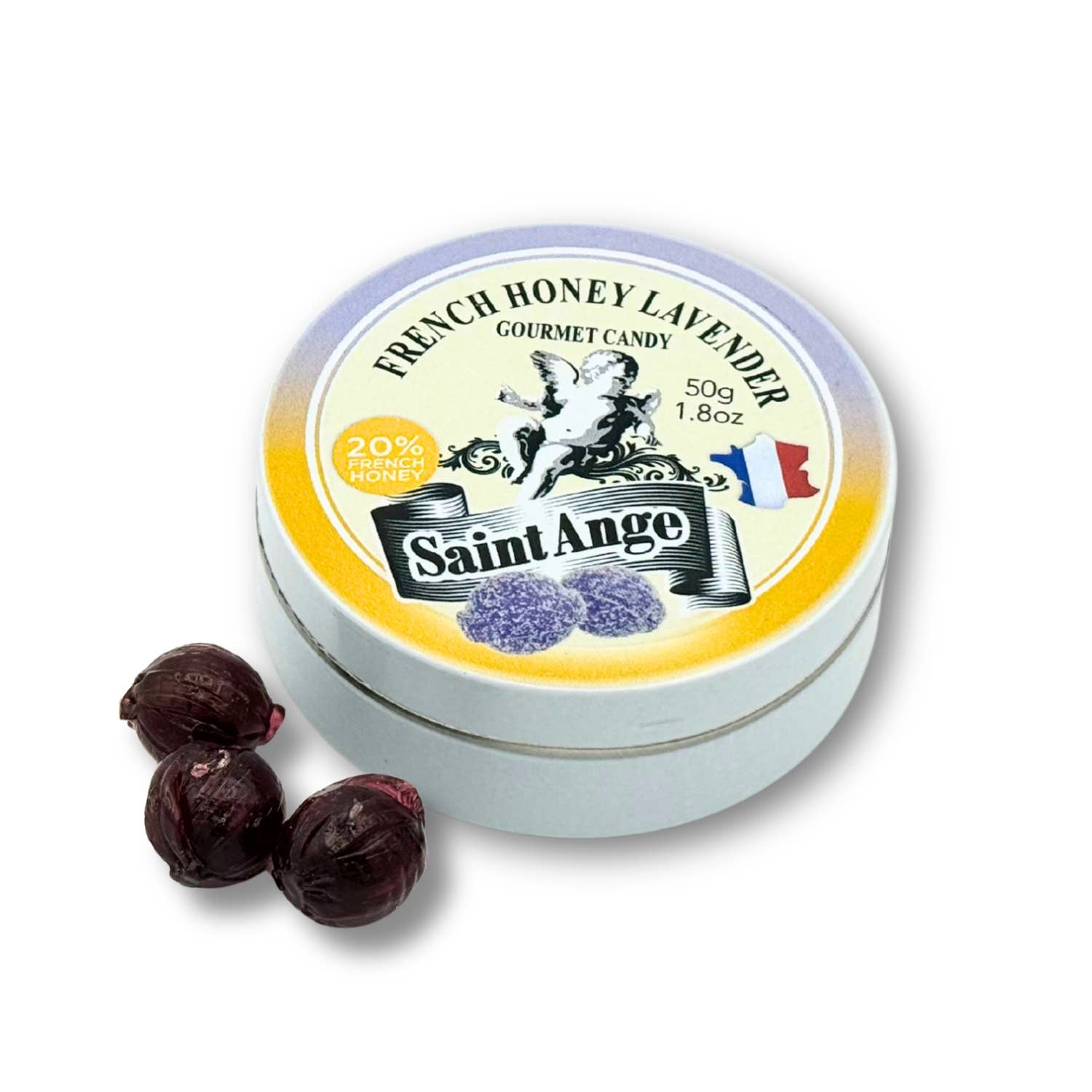 Saint-Ange Lavendel Honning Pastiller 50g - Traditionelle Franske Slik Bonbon-France