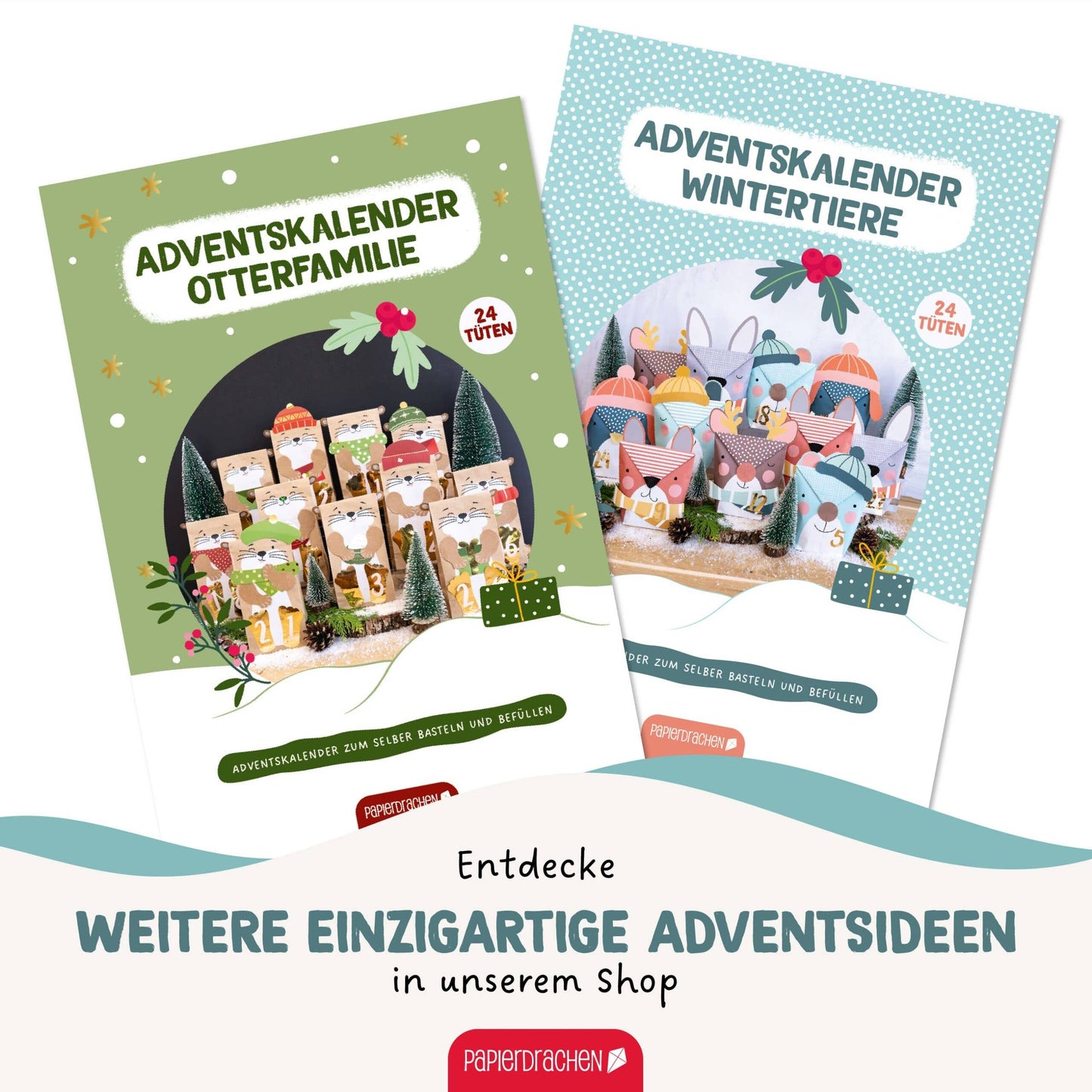 Gør-det-selv adventskalender – Julehjælpere – 24 poser med udstansede motiver | Papierdrachen Julepynt Papierdrachen