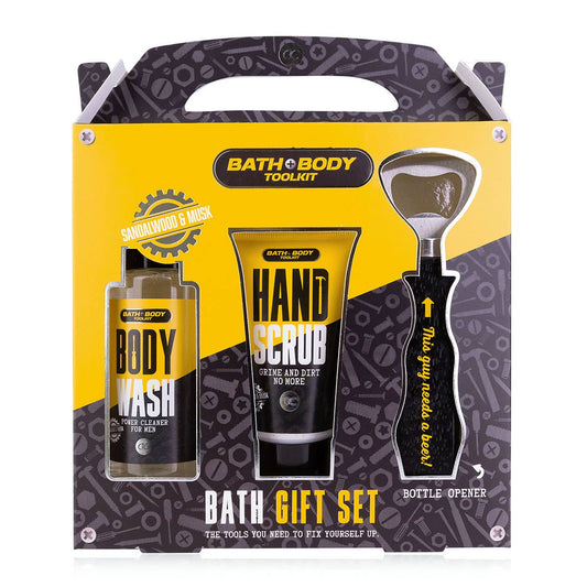 Bath & Body Toolkit til Mænd – Gaveæske med Body Wash, Håndskrub & Øloplukker Accentra