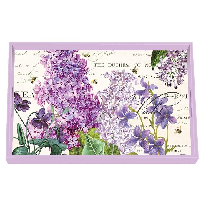 Træbakke lille  Lilac and Violets 32 cm x 20,3 cm x 3,8 cm Michel Design Works