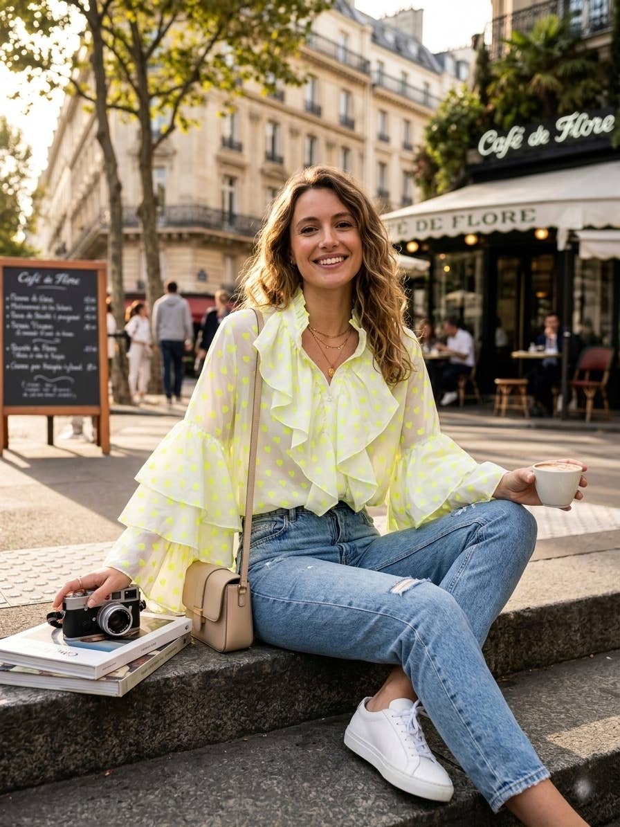 Flæsebluse Tencel fås i flere farver– LINEN & COTTON HOUSE Bluser LINEN & COTTON HOUSE FLUORESCERENDE GUL One-size