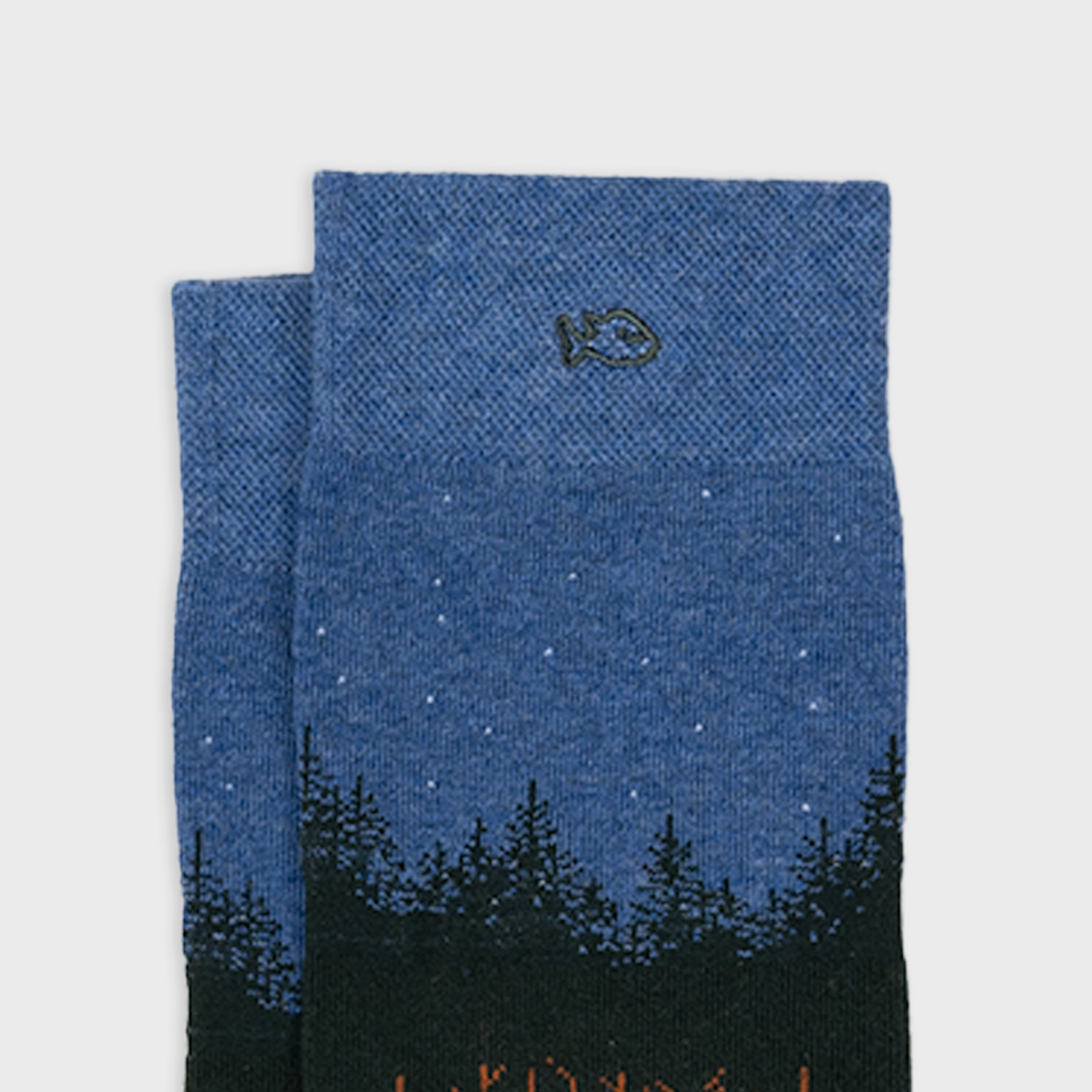 Kæmmet Bomuldssokker med Campingmønster - Khaki & Blå Mellemlange Sokker Sokker BILLYBELT