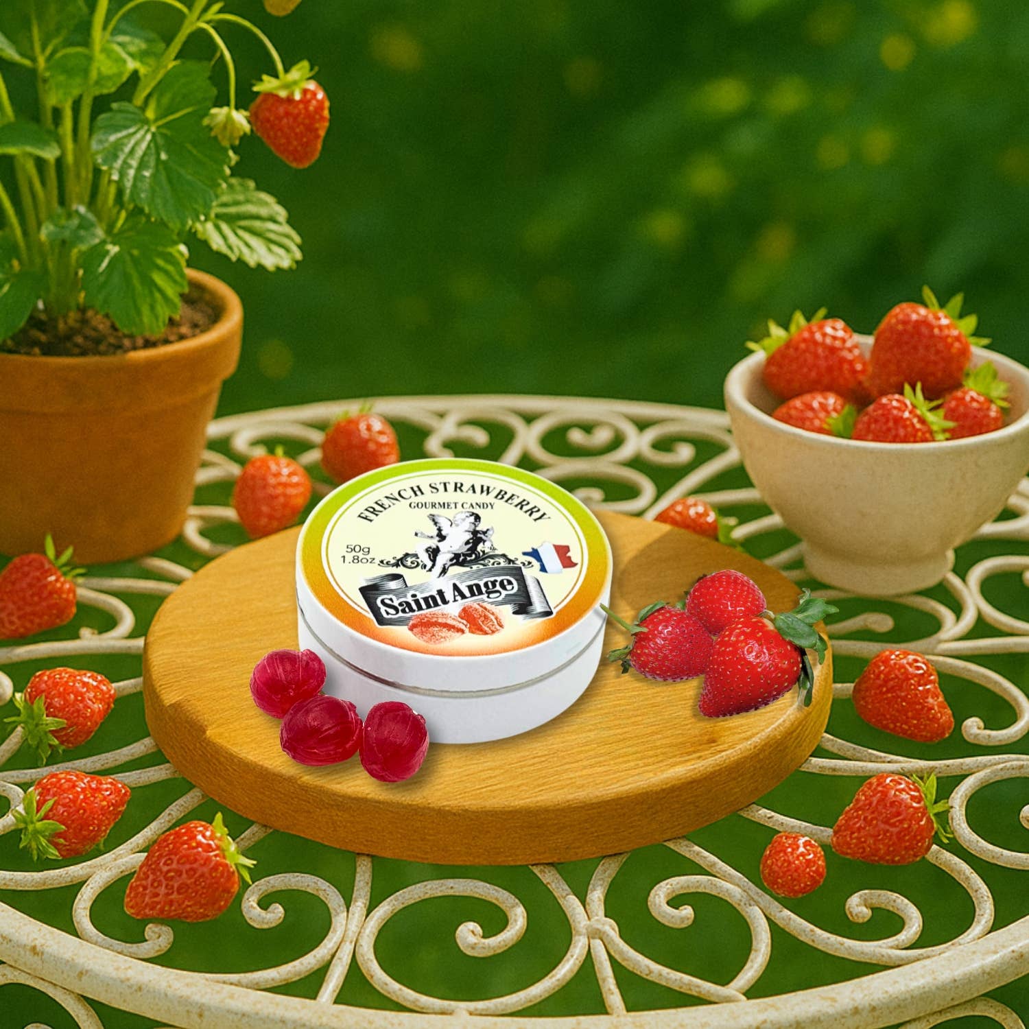 Saint-Ange Jordbærpastiller 50g - Traditionelle Franske Slik Bonbon-France