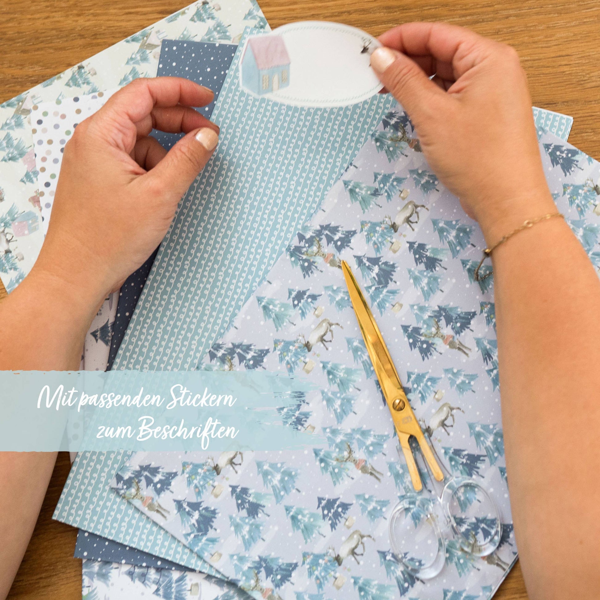 Julegaveindpakningspapir Sæt - 6 Designs med Klistermærker Papierdrachen