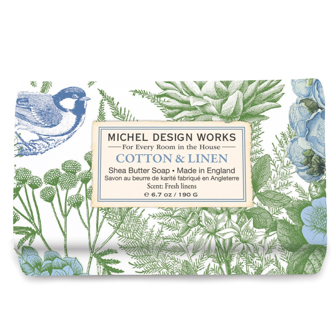 Håndsæbe Medium Bar Cotton & Linen - Michel Design Works 190g Michel design works