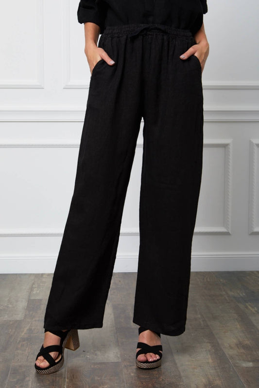 Bukser i 100% Hør med Snøre - Flere Farver | LÉA & LUC LÉA & LUC Sort