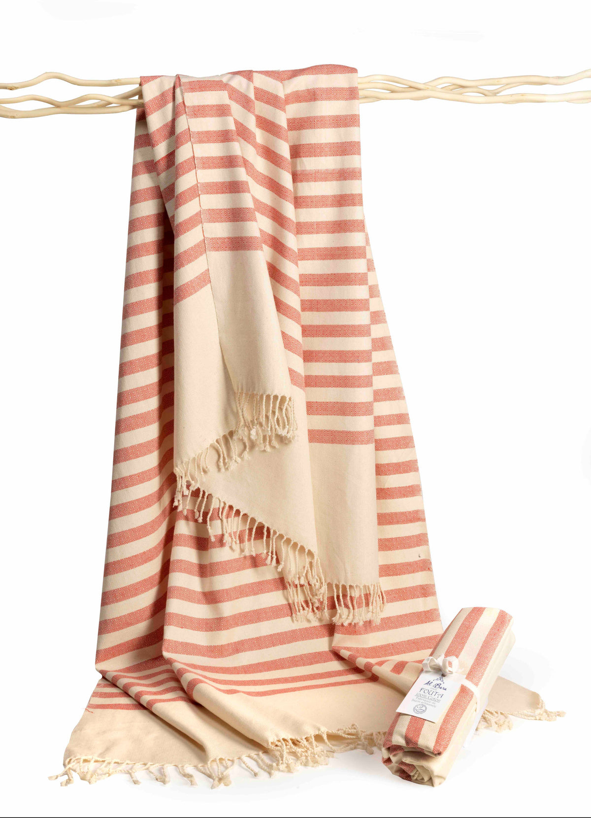 Rosa stribet fouta-håndklæde i 100 % bomuld Al Bara Savon d'Alep