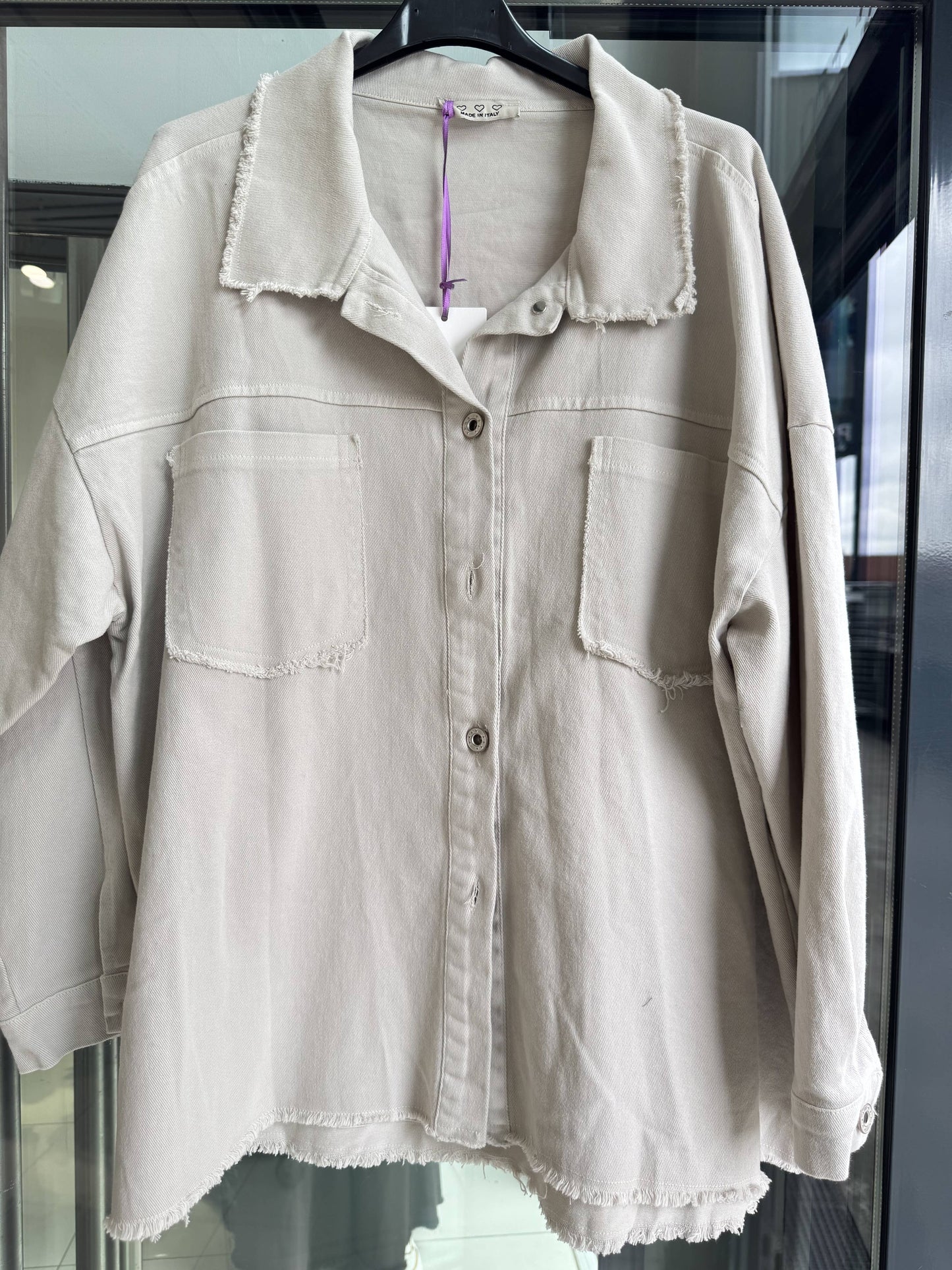 Oversize Jakke med Print Ecru - Blødt Denim | VICTORIA&ISAAC VICTORIA&ISAAC Ecru