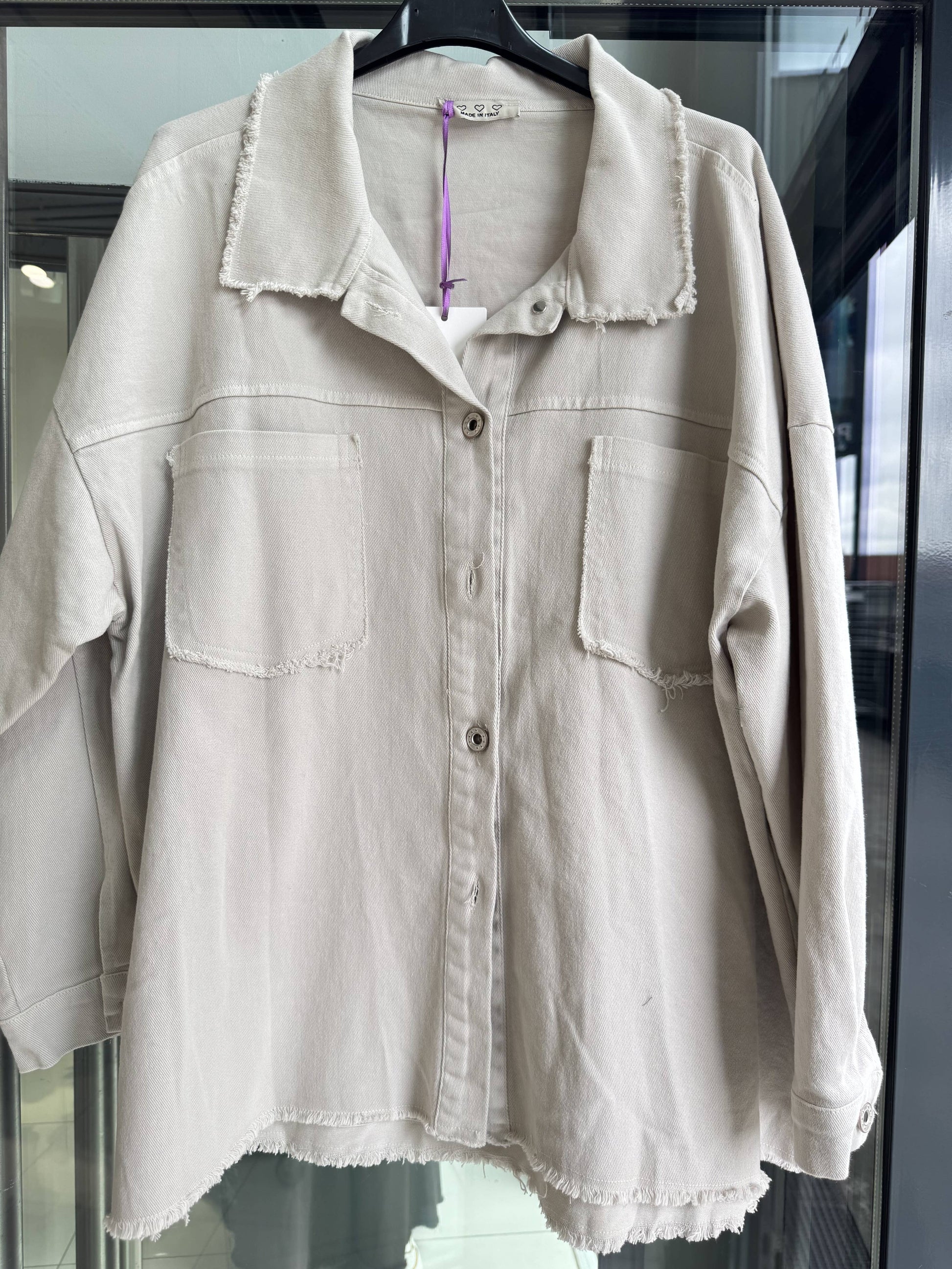 Oversize Jakke med Print Ecru - Blødt Denim | VICTORIA&ISAAC VICTORIA&ISAAC Ecru