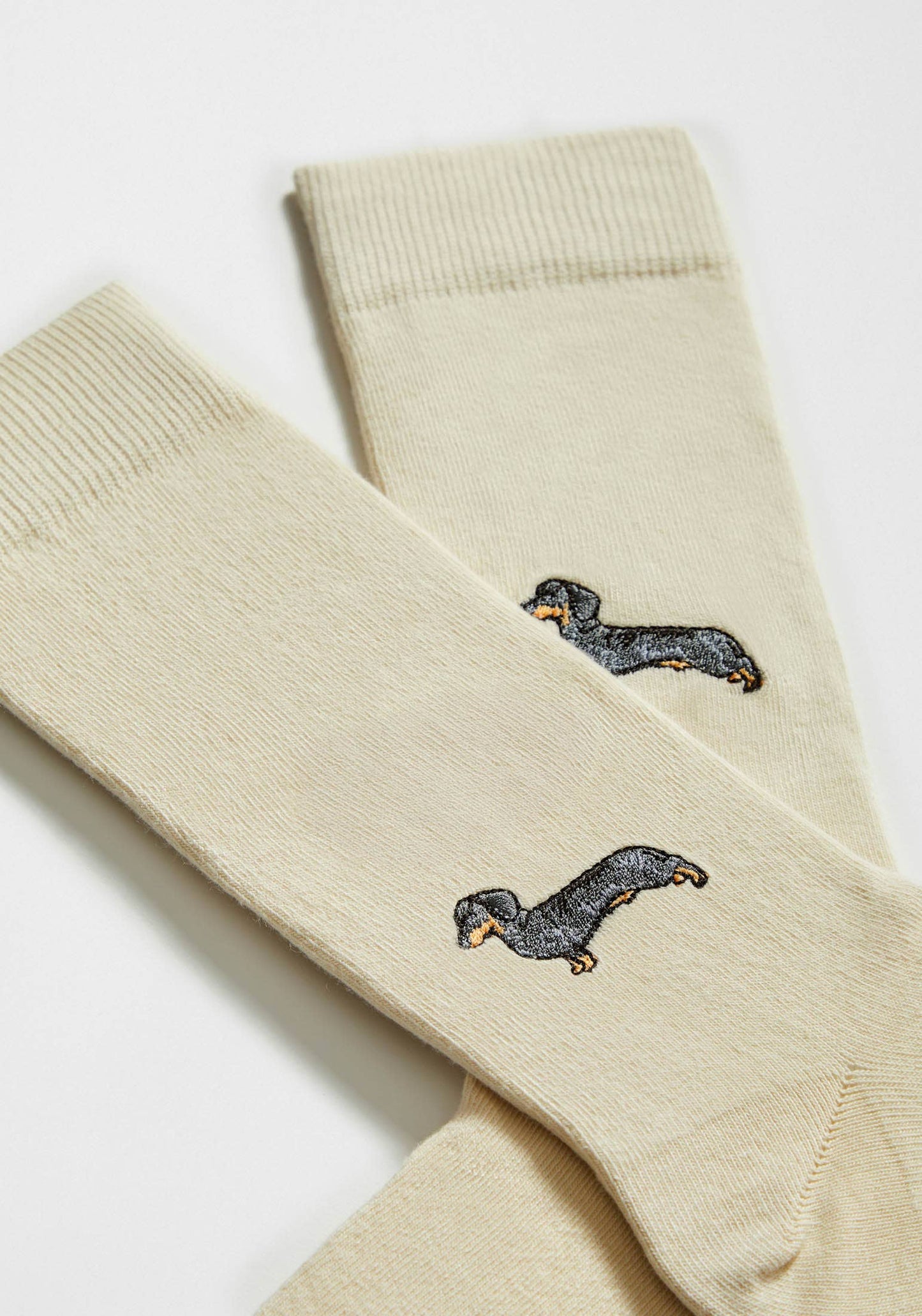 BePets råhvide med Broderi - 100% Økologiske Bomuldsstrømper