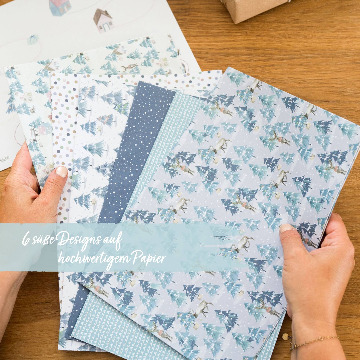 Julegaveindpakningspapir Sæt - 6 Designs med Klistermærker Papierdrachen