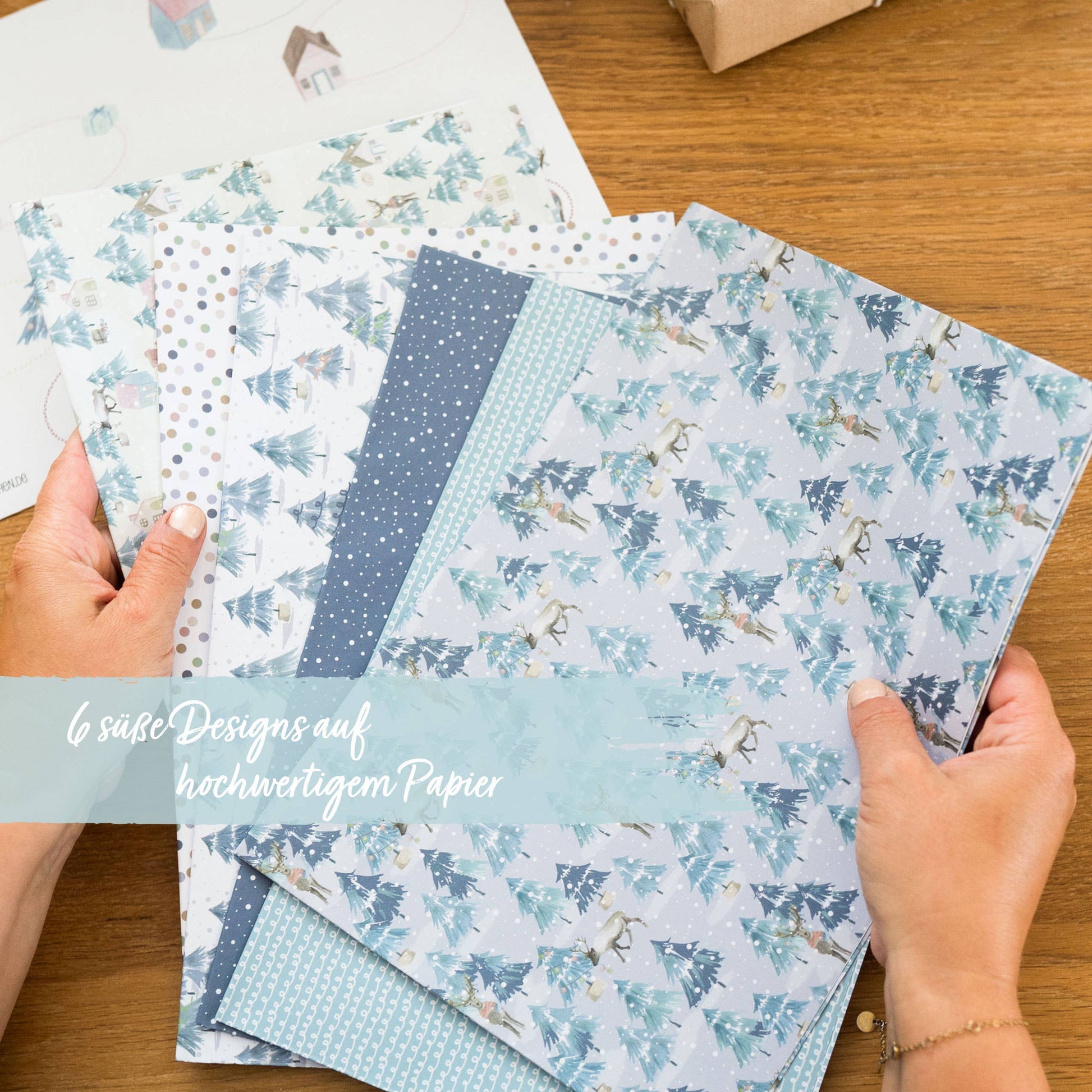 Julegaveindpakningspapir Sæt - 6 Designs med Klistermærker Papierdrachen