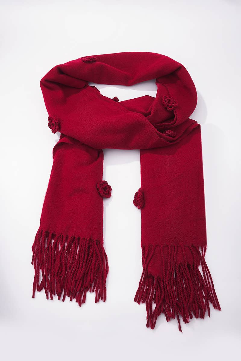 Tørklæde med broderede blomster FL216DF BYREN | ÉLINE L'ATELIER bordeaux