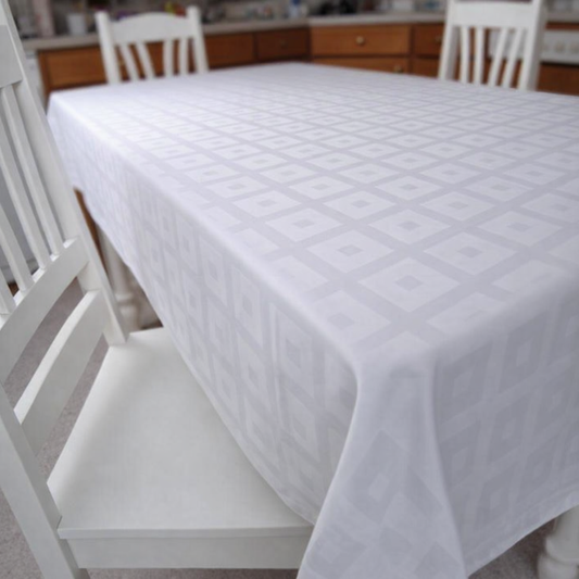 Hvid Damask Borddug – Jacquard Hotelkvalitet i 100% Bomuld Borddug Bamar Lifestyle