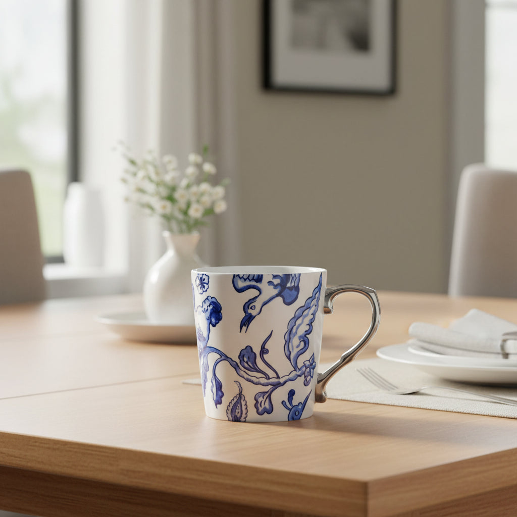 Keramikkrus med The Blue Dodo og sølvhank – 300 ml | Heinen Delfts Blauw Krus Heinen Delfts Blauw