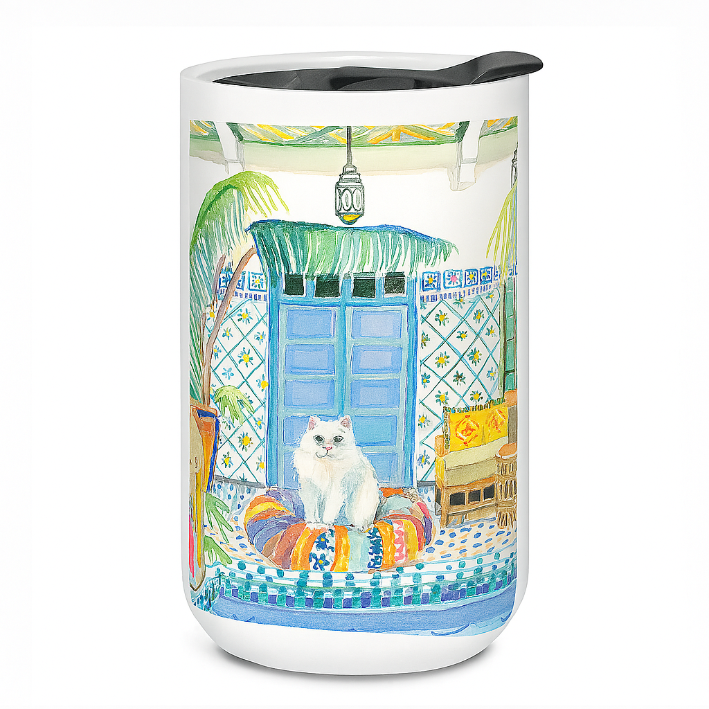 Perser kat ved poolen kæmpe keramisk krus - Uptown Pets Punch Studio