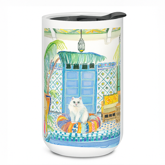 Perser kat ved poolen kæmpe keramisk krus - Uptown Pets Punch Studio