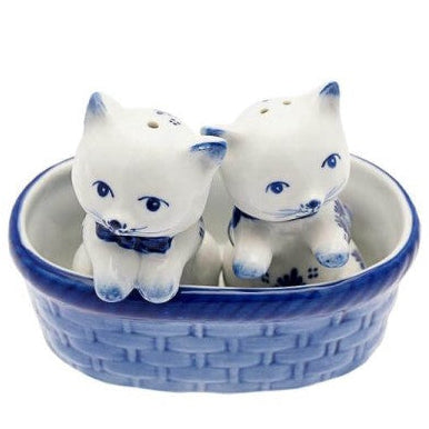 Salt og Peber Sæt med Katte i Kurv - Delfts Blå Heinen Delfts Blauw