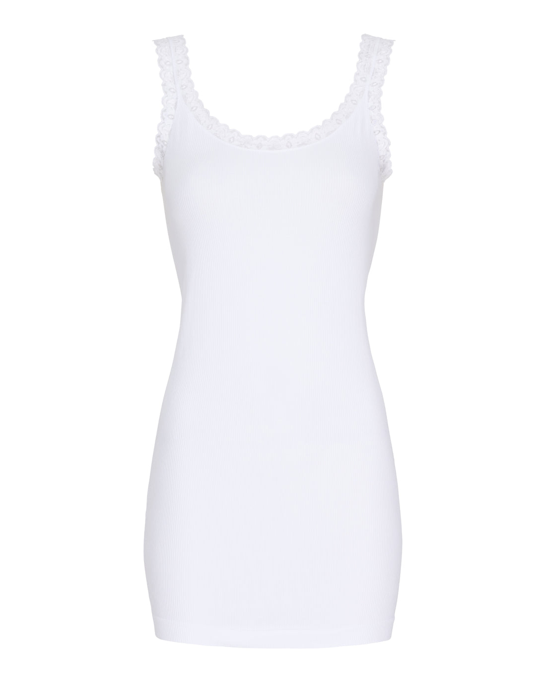 Frida Rib Top Plus – Blød Top med Blondekant i Store Størrelser Tim & Simonsen Hvid