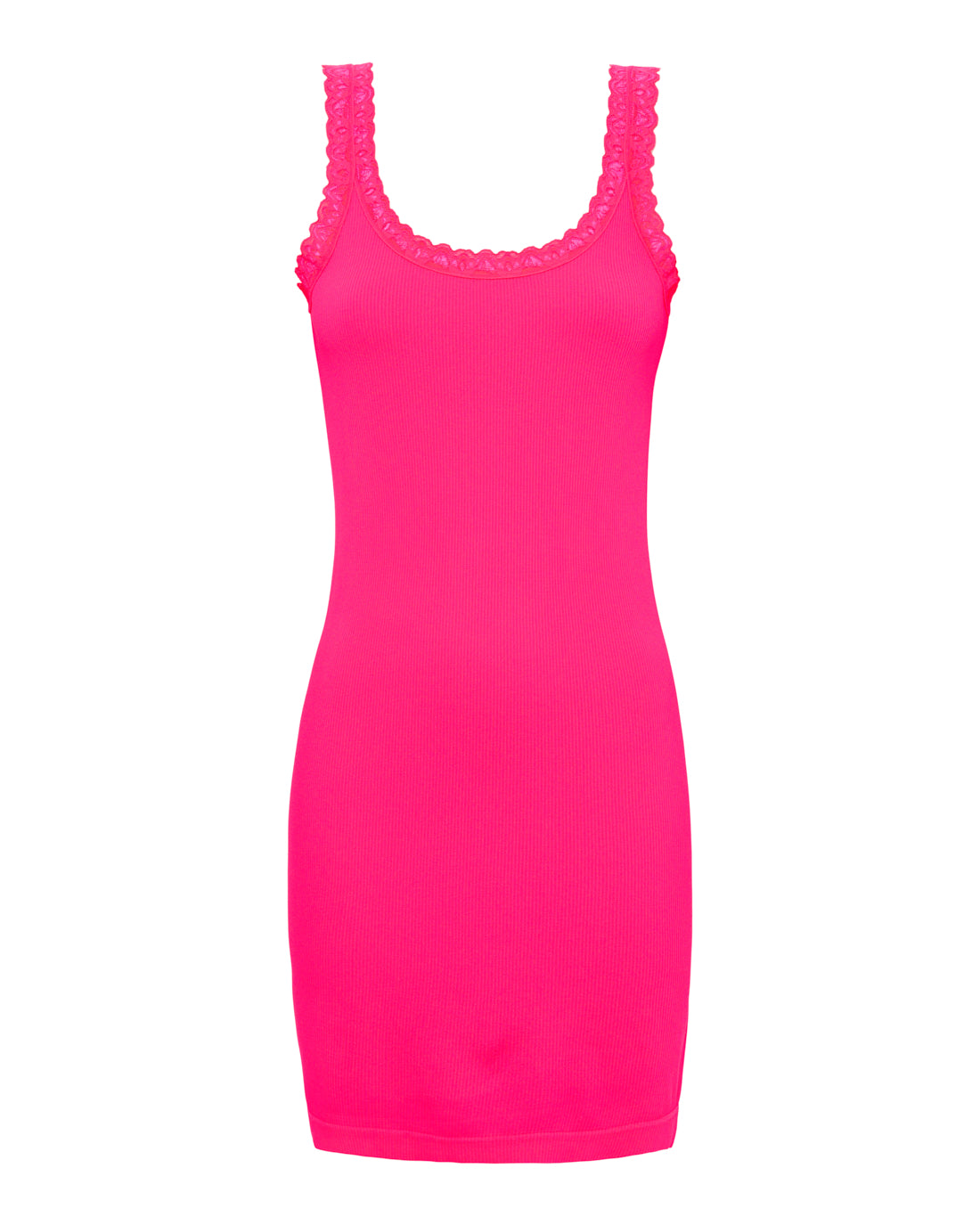 Frida Rib Top Plus – Blød Top med Blondekant i Store Størrelser Tim & Simonsen Bubble fluo