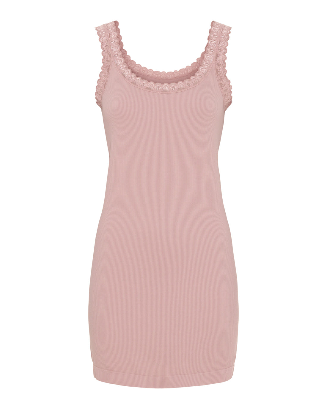 Frida Rib Top Plus – Blød Top med Blondekant i Store Størrelser Tim & Simonsen Rosa antico