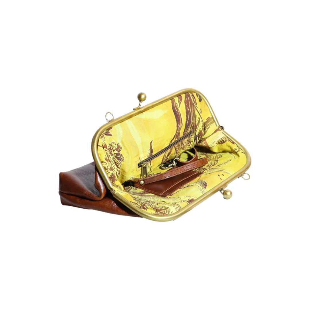Patchi Saora Retro Læder Clutch - Stor Vintage Taske i Ægte Læder Saora