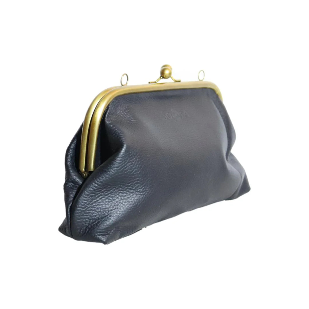 Patchi Saora Retro Læder Clutch - Stor Vintage Taske i Ægte Læder Saora