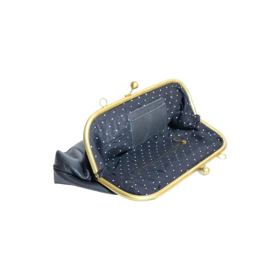 Patchi Saora Retro Læder Clutch - Stor Vintage Taske i Ægte Læder Saora