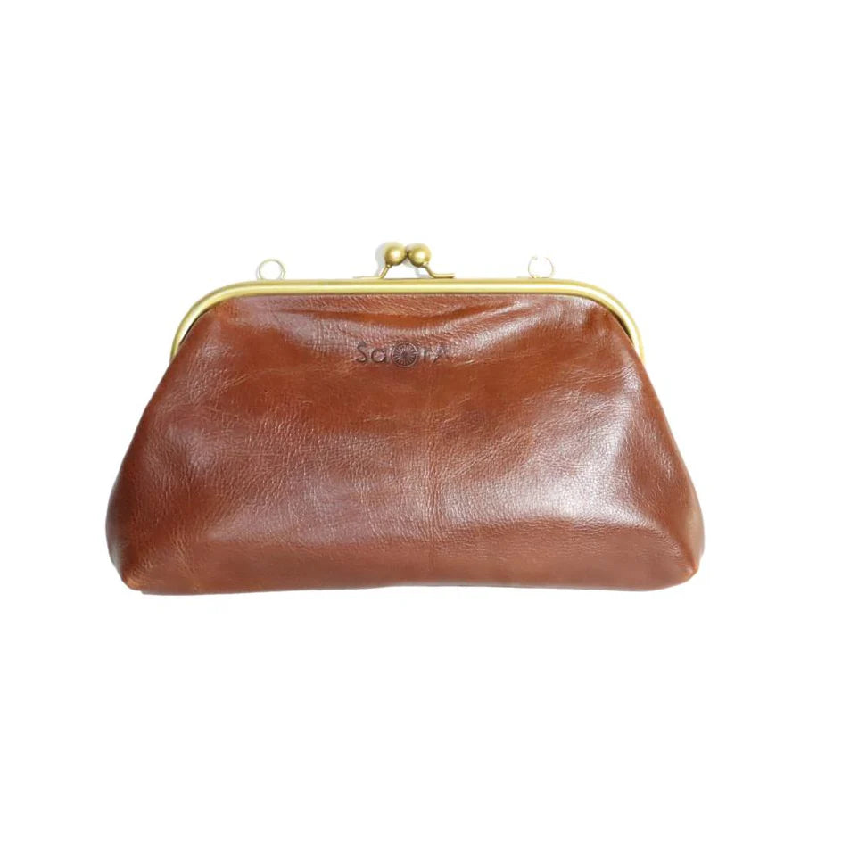 Patchi Saora Retro Læder Clutch - Stor Vintage Taske i Ægte Læder Saora