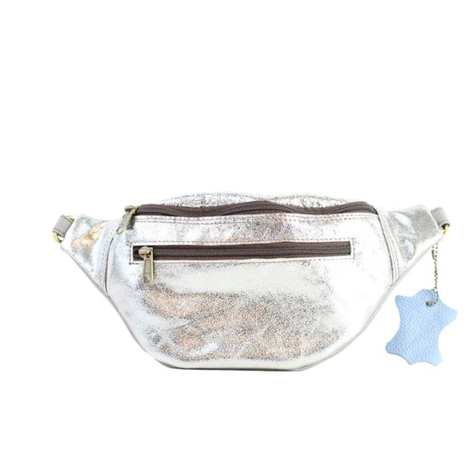 Bumbag i læder - Sølv glimmer - Saora Saora