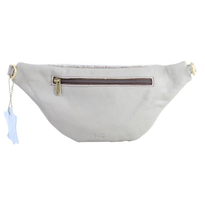 Bumbag i læder - Sølv glimmer - Saora Saora