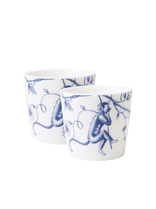 Æggebæger Aber - Porcelæn - sæt med 2 stk. - 4 cm Heinen Delfts Blauw