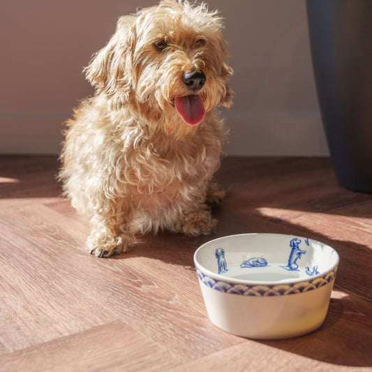 Hundeskål Gravhund Nhaan - Porcelæn - 500 ml Heinen Delfts Blauw