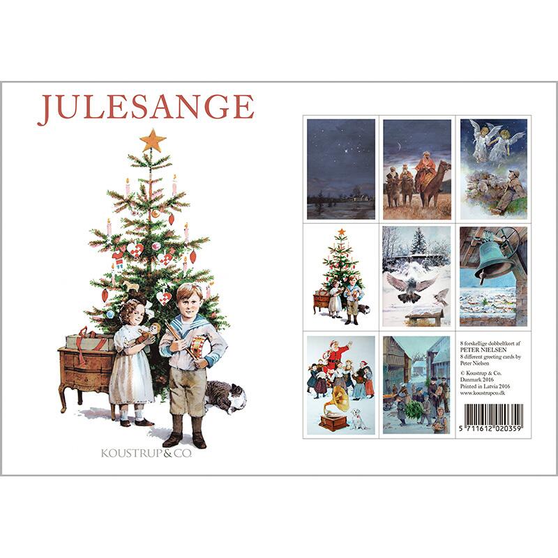 Julekort med julesange 8 kort i mappe Koustrup & Co