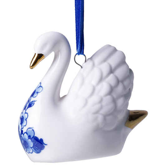 Keramisk juleornament med svane – Heinen Delfts Blauw Ornament Heinen Delfts Blauw