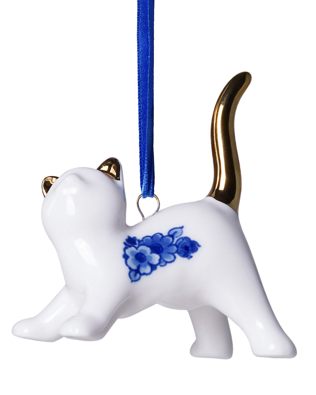 Keramisk juleornament med kat – Heinen Delfts Blauw Ornament Heinen Delfts Blauw