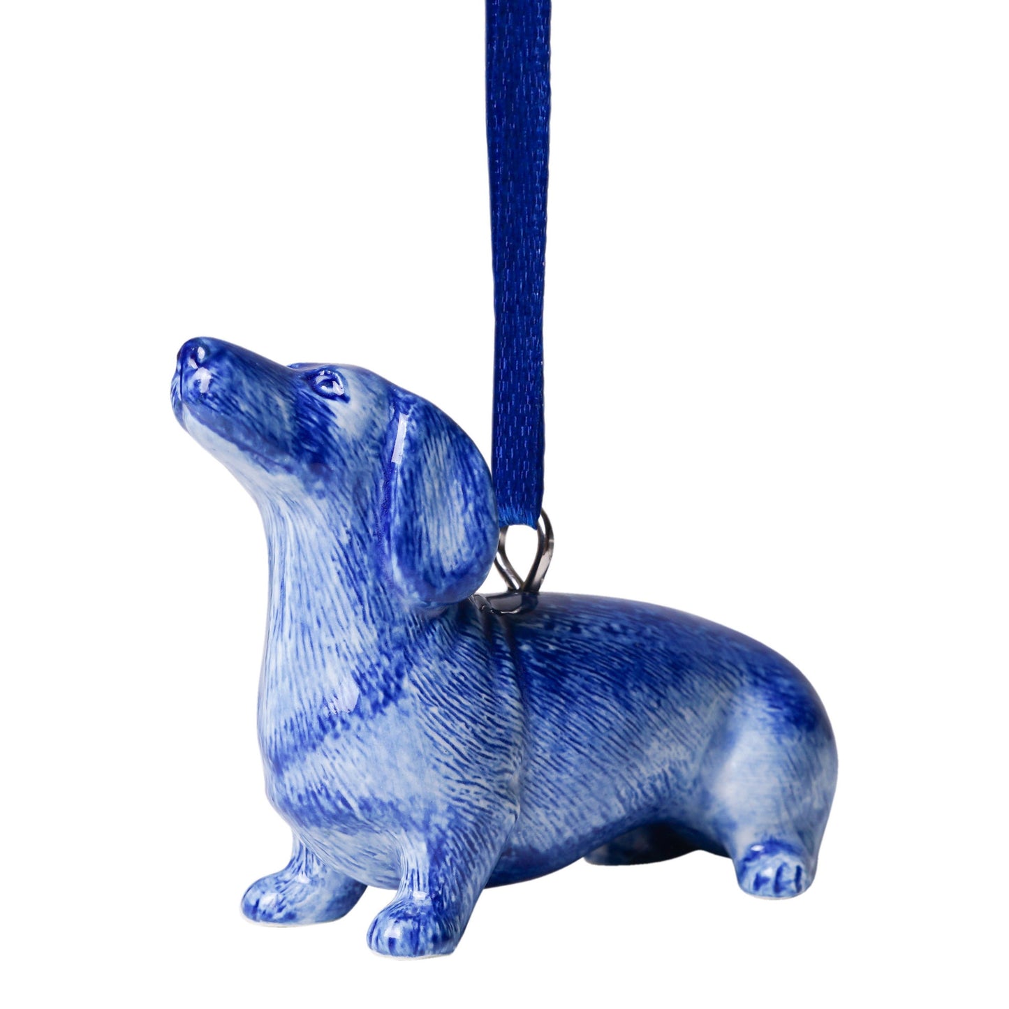 Keramisk juleornament med siddende gravhund – Heinen Delfts Blauw Ornament Heinen Delfts Blauw