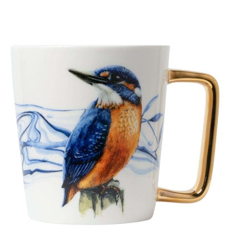 Kingfisher-krus med guldhank – Heinen Delfts Blauw Krus Heinen Delfts Blauw