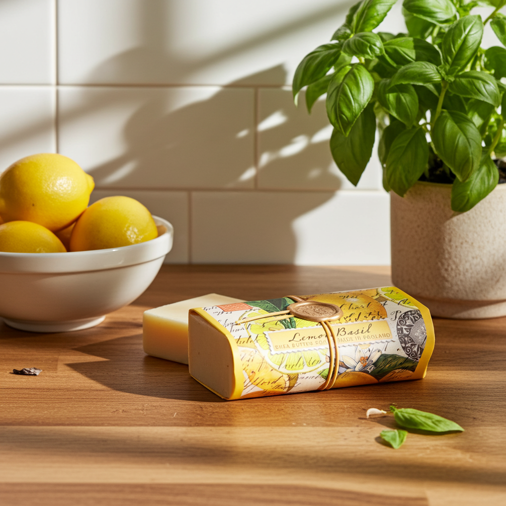 Hånd & badesæbe Lemon Basil 250g - Sheasmør - Michel Design Works Michel Design Works