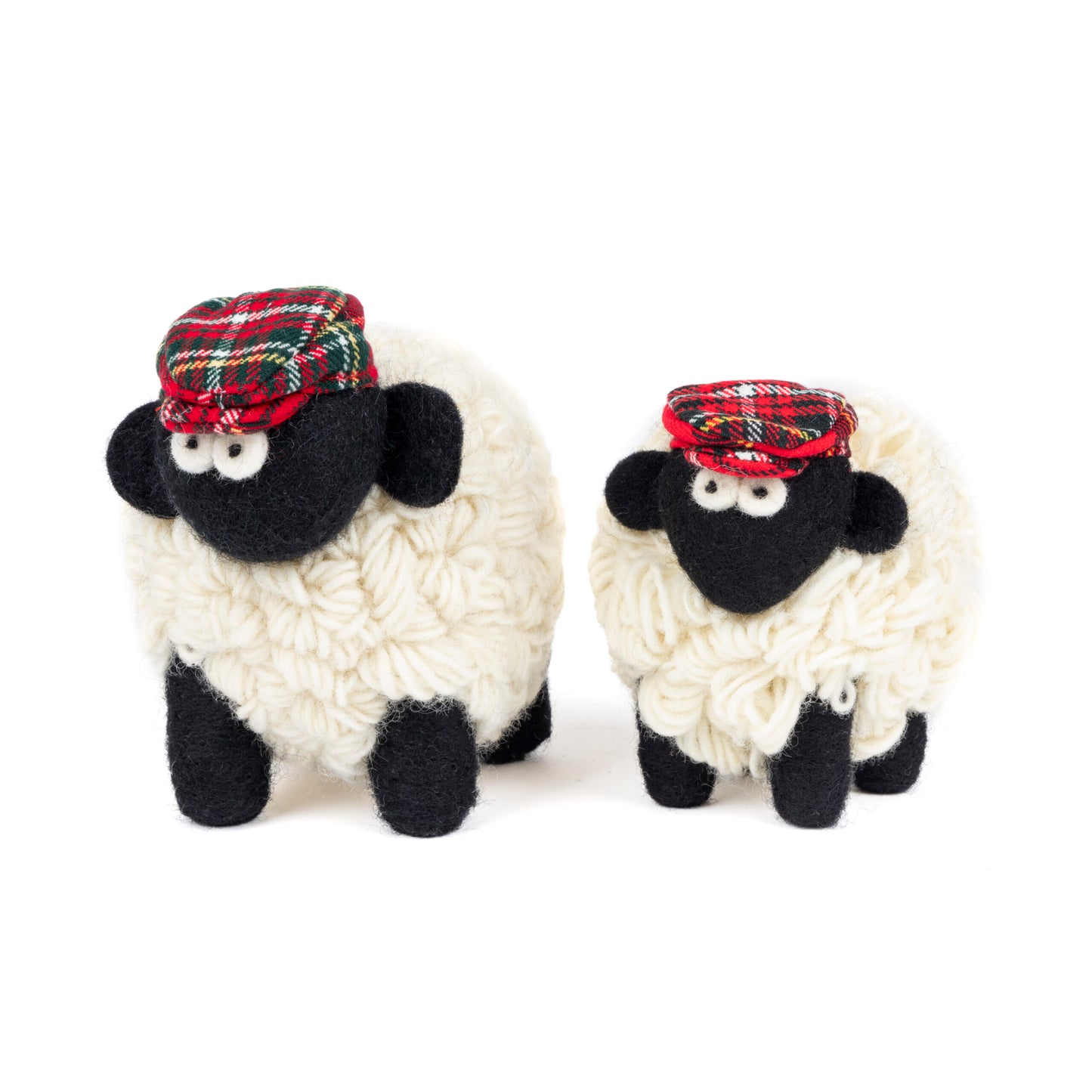 Strikket får samleobjekt med rød tartan hat 100% uld flere størrelser