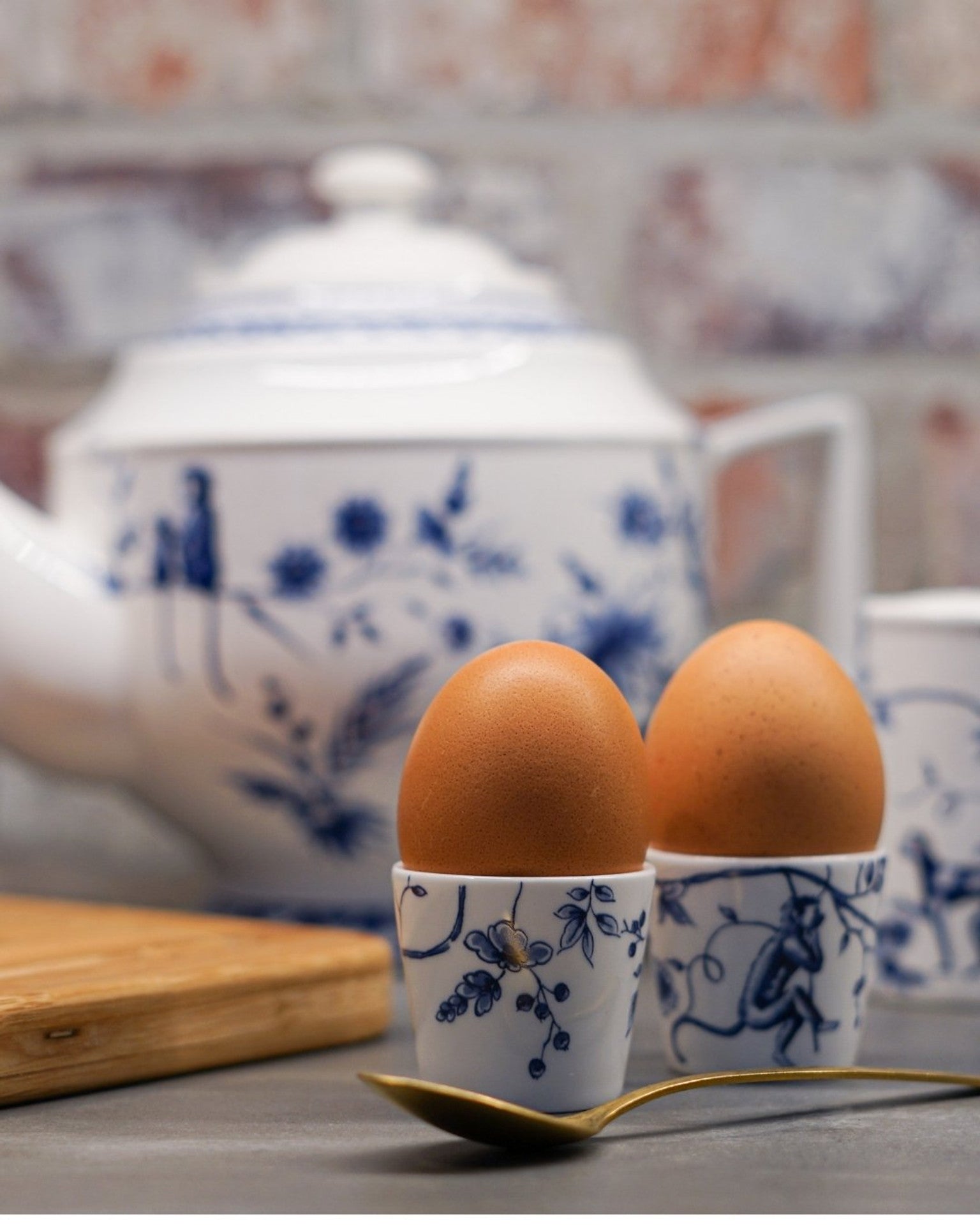 Æggebæger Aber - Porcelæn - sæt med 2 stk. - 4 cm Æggebægre Heinen Delfts Blauw