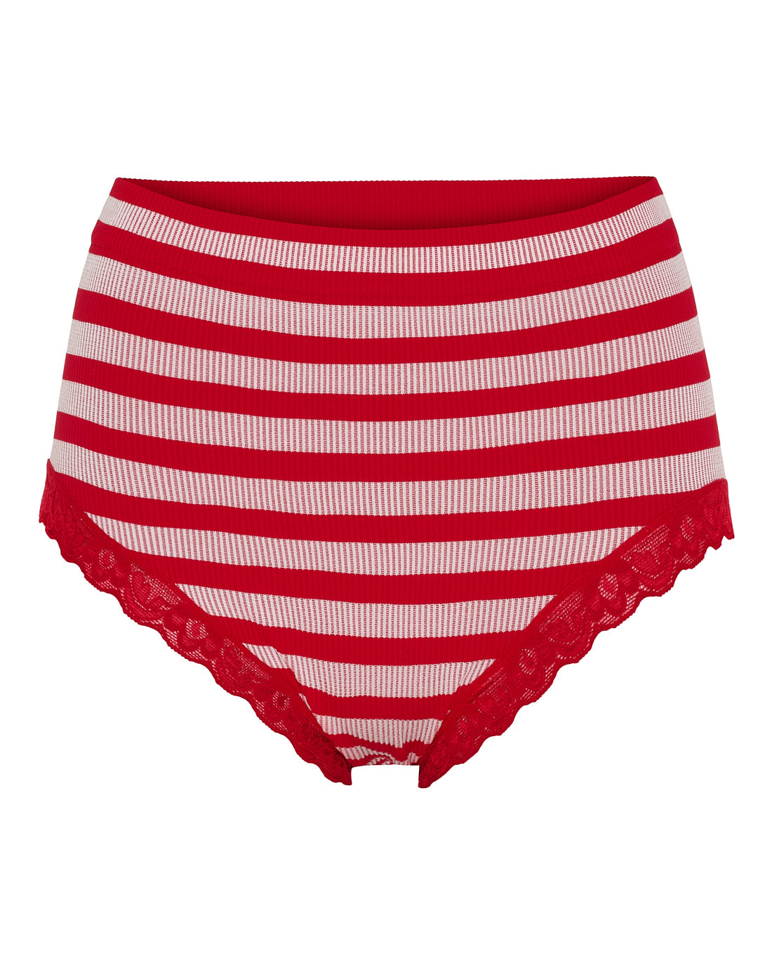 Tim & Simonsen ISA Stripe Rib Midi Panties Lace – flere størrelser og farver Tim & Simonsen Nero-Rosa Antico S/M