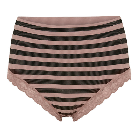 Tim & Simonsen ISA Stripe Rib Midi Panties Lace – flere størrelser og farver Tim & Simonsen Rosso-Bianco S/M